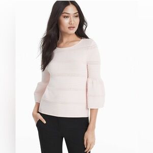 White House Black Market Elegant Pink Bell Sleeve Top. Size-X-Small